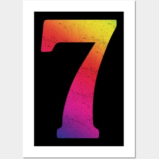 'Rainbow Lucky Number 7' Awesome Lucky Number Gift Posters and Art